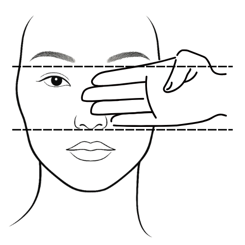 How to measure face zones with fingers